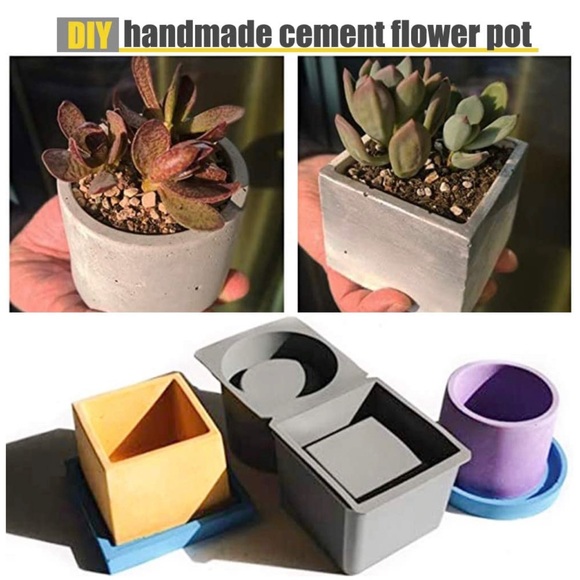 Stylish Silicone Mold Square Round Pots Plants - Picture 2 of 5